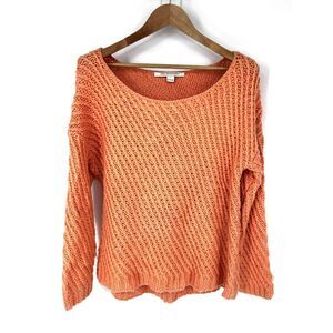 DIANE VON FURSTENBERG Sweater Womens L‎ Peach Boat Neck Long Sleeve Wool Blend
